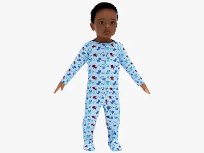 Little African Boy Light Skin in Full Bodysuit Rigged for Cinema 4D 3D model purchase