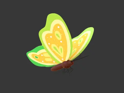 Butterfly Wing Flapping 4 Animated Low-poly 3D model