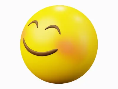 Blushing Smile Yellow Ball Emoticon Emoji or Smiley 3D model