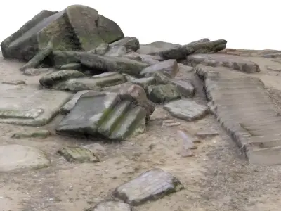 Ruins - High and Low Poly Versions Low-poly 3D model