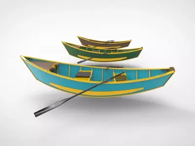 Traditional wooden boats 3D model