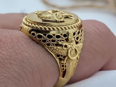 Lion and sun and Farvahar Ring 3D print model