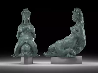 Mermaid aged bronze Low-poly 3D model