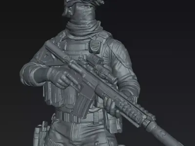 Special Forces Recon Operator STL Modern Military Miniature 3D print model