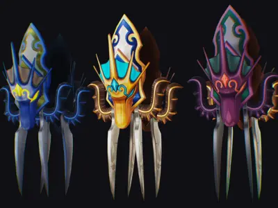 Claw Hand Dragon Face Claws Glove Blade Cutting Edged Wedge Low-poly 3D model