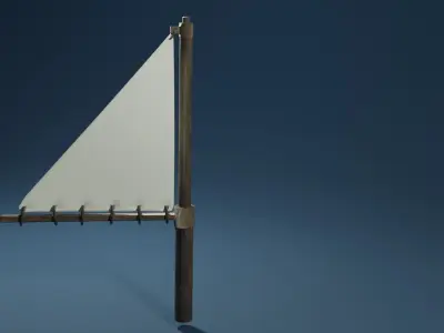 Triangle mast and sail 3D model
