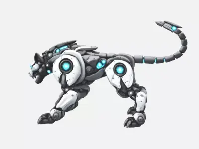 Futuristic Robotic Panther High Detail SciFi 3D Model Game Ready 3D print model