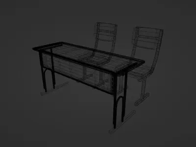 School desks Free 3D model