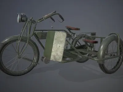 British Matchless 1917 WW1 motorcycle PBR game-ready Low-poly 3D model