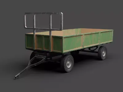 Dusty Agricultural Trailer Low-poly 3D model