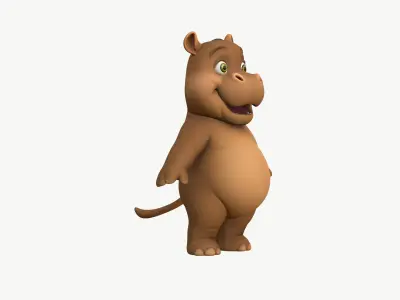 High-Quality Cute Cartoon Hippopotamus 3D model