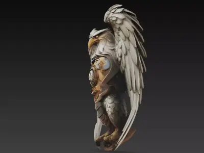 Fantasy Eagle Emblem Winged Mechanical Crest Sculpture 3D print model