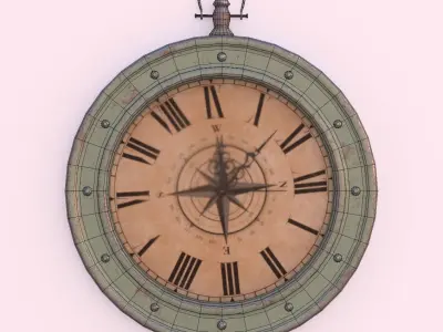 Low Poly Old Clock wall Free low-poly 3D model