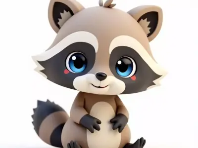 Cute Cartoon Raccoon 3D Model Low-poly 3D model