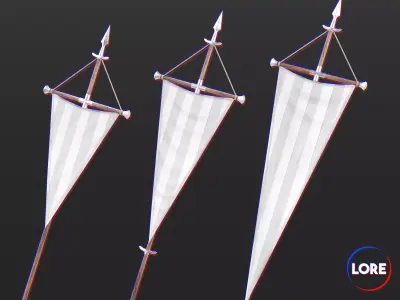 Medieval Elegant Decoration Flags and Banners Low-poly 3D model