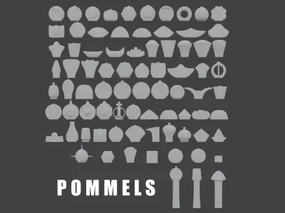 Modular Medieval European Sword-Falchion pack Low-poly 3D model