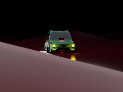 Low-poly Cyber Drift car Free low-poly 3D model