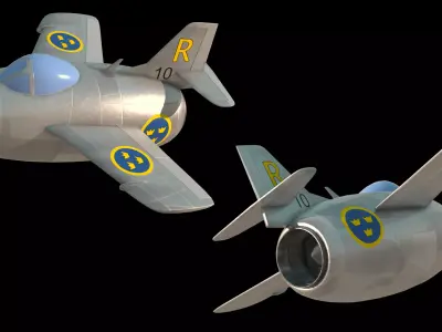 Stylized J29 Tunnan Low-poly 3D model