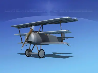 Fokker DR-1 Triplane Bare Metal 3D model