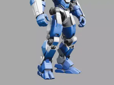 Blue Silver Sci Fi Mech Robot 3D model