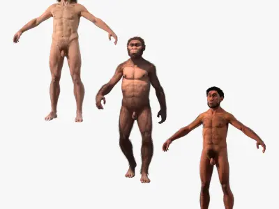 Rigged Cavemans Collection 3D model