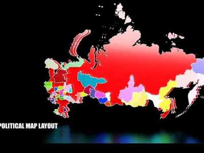 RUSSIA POLITICAL MAP LAYOUT  Low-poly 3D model