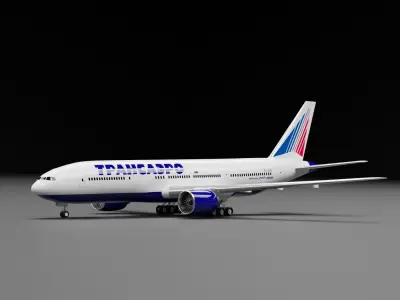 Boeing 777-200 Transaero Livery 3D model