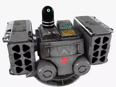 Sci-fi Turret Rocket Launcher Low-poly 3D model