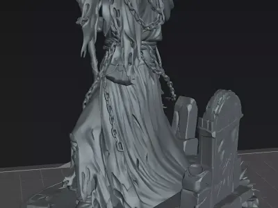 Zombie Necromancer of the Forgotten Grave STL Miniature 3D print model