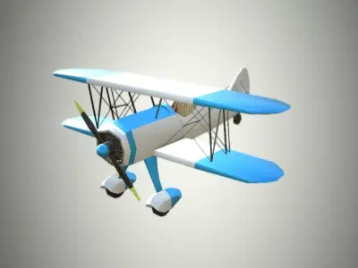 Two Wing Plane LP PBR game ready 4x color Low-poly 3D model