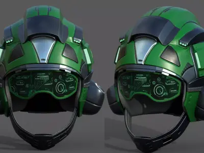 Helmet pilot scifi fantasy armor military combat soldier armor  Low-poly 3D model