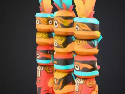 Colorful Festival Totem Low-poly 3D model