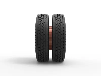 Rear 5 spoke wheel of old school truck Scale 1 to 25 3D print model