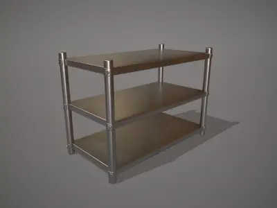 Stainless Steel Kitchen Shelves Commercial Low-poly 3D model