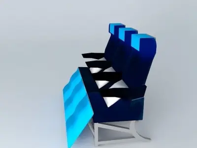 Premium Economy Class Airplane Seats Free 3D model