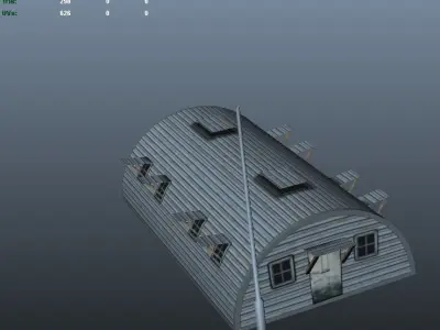Us Barracks from World War 2 Low-poly 3D model