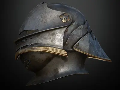 HELMET6 Game Ready metal helmet Low-poly 3D model