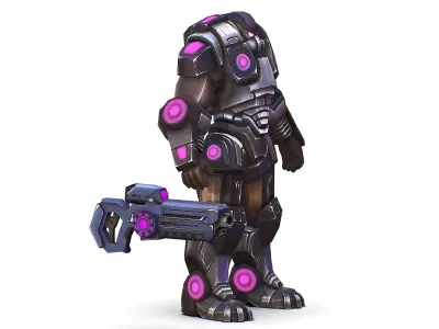 Sci-Fi Male Cyborg - Man Drone Heavy Trooper Bandit Low-poly 3D model