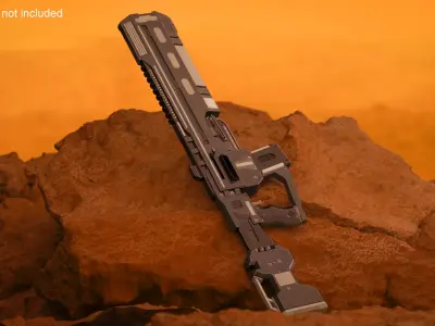 Tactical Assault Rifle Sci Fi with Cartridge Black 3D model