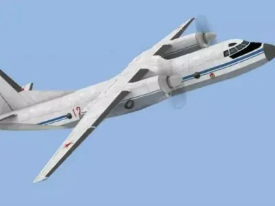 AN-26 russian military transport aircraft Low-poly 3D model