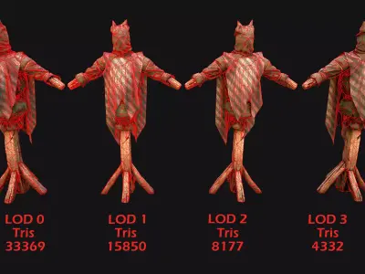 Medieval Wooden Training  Shooting Dummy Fair Castle Environment Low-poly 3D model