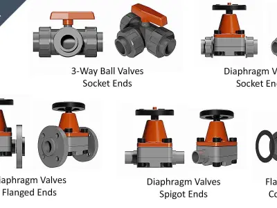 PVC METRIC - VALVES AND FITTINGS INDUSTRIAL - STEP 3D model