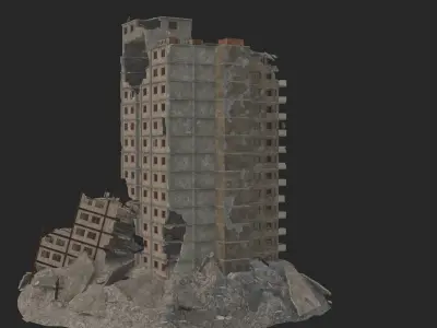 destroyed building Low-poly 3D model