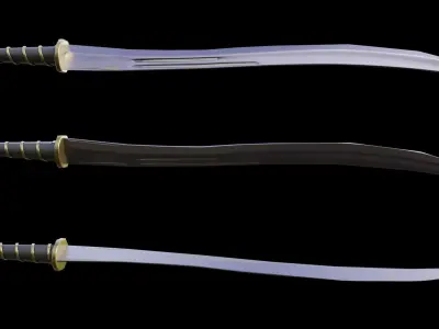 Curved Falchion Blade Low-poly 3D model