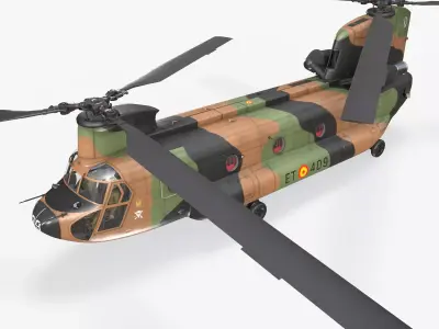 CH-47D Chinook Spanish Army Complex Animation Low-poly 3D model