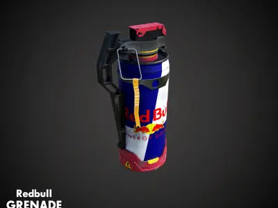 Redbull grenade stylized  Low-poly 3D model