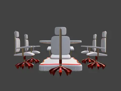 White And Red Futuristic Conference Chair Set 2K 3D model