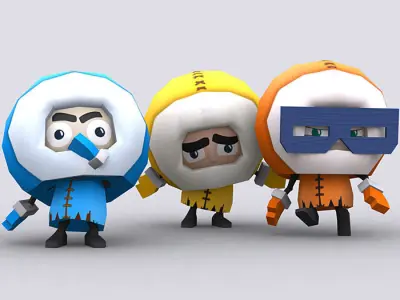 3DRT - Eskimo vs Penguins Low-poly 3D model