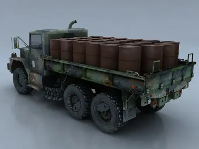 M35A3b military truck with barrels Low-poly 3D model