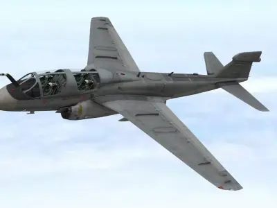 Fighter jet flying in sky Plane 3D model Low-poly 3D model